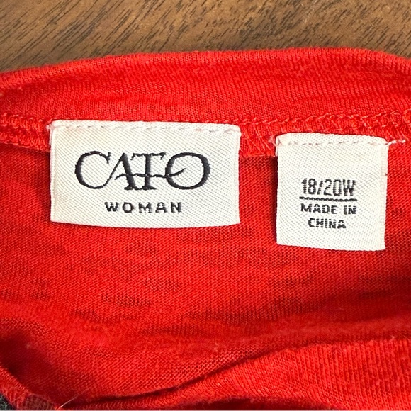 Cato Red Fleur De Lis Sequin Graphic V Neck Long Sleeve Top Plus 18/20 - Picture 7 of 10